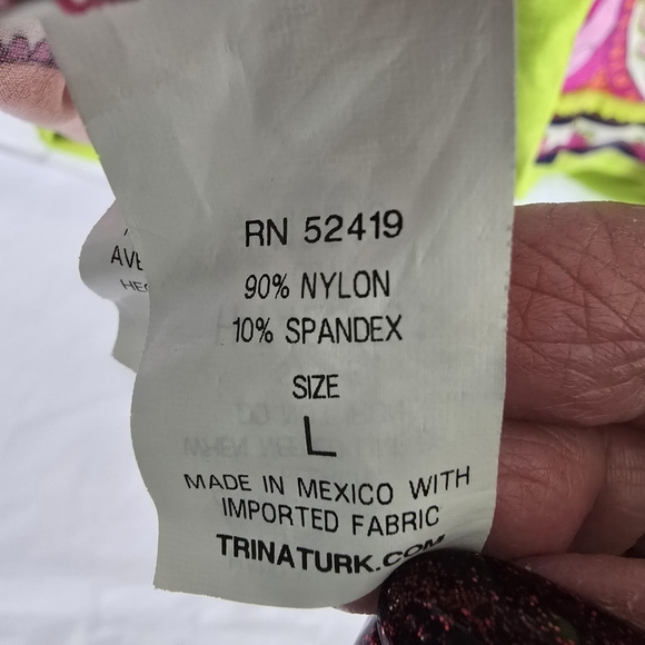 Trina Turk FRENCH RIVIERA Swim Cover Up Tunic Dress Pink Blue L Paisley Pink - Picture 7 of 7